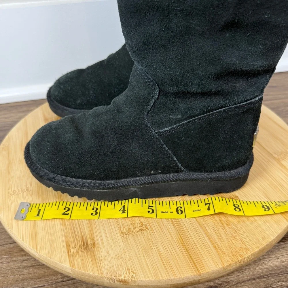 UGG Australia Tall Boot Women's 5 Big Kid 3? Black Suede Shearling Side Zip